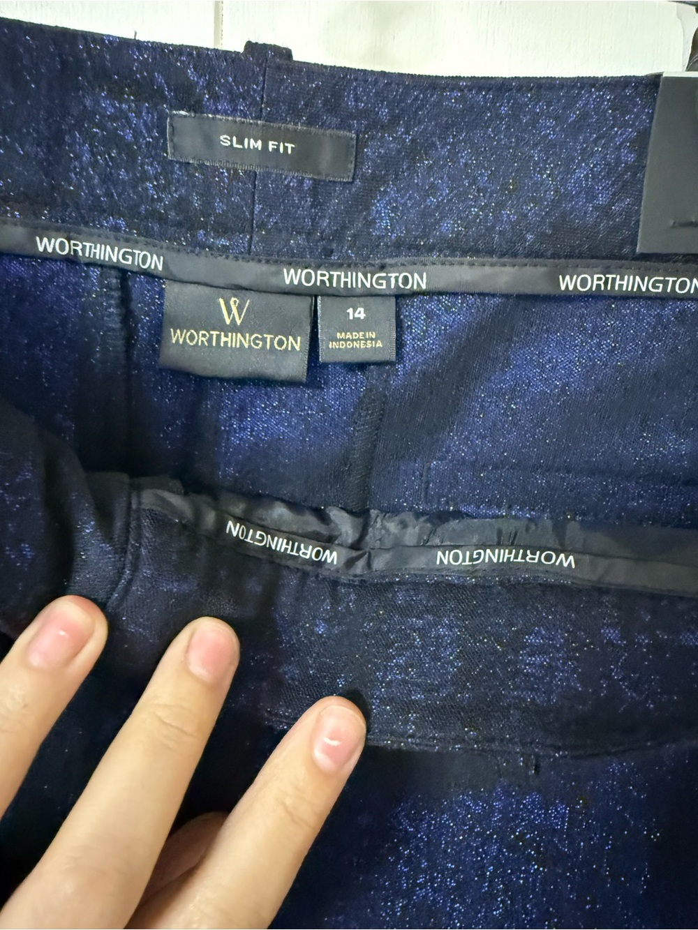 Worthington Navy Sparkle Tapered Pants - Picture 3 of 4